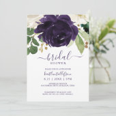 ブライダルシャワーウォーターカラーブーケプラムパープル 招待状 (スタンド正面)