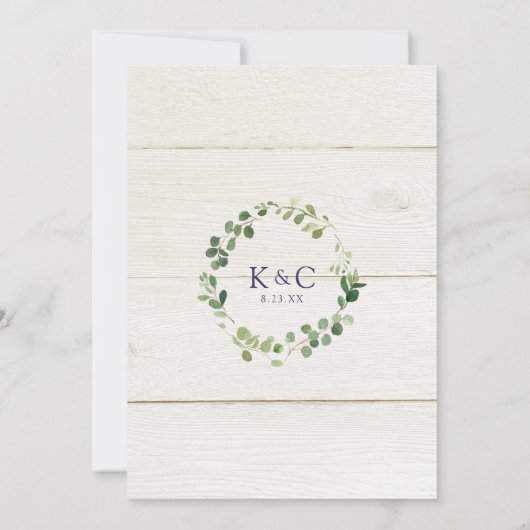 ブライダルシャワーウォーターカラーブーケプラムパープル 招待状 (裏面)