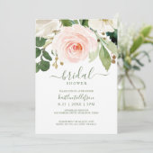 ブライダルシャワーウォーターカラーブーケ赤面ピンク 招待状 (スタンド正面)