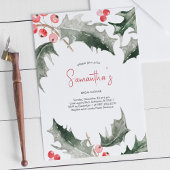 ブライダルシャワーウォーターカラーホリークリスマス 招待状