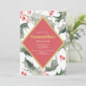 ブライダルシャワーウォーターカラーホリークリスマス 招待状 (スタンド正面)