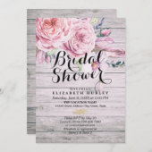 ブライダルシャワーウォーターカラーボホフローラウッド 招待状 (正面/裏面)
