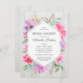 ブライダルシャワーウォーターカラー春ブーケデコパージュ 招待状 (正面/裏面)