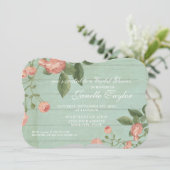 ブライダルシャワーウッエレガントドかわいらしヴィンテージフローラ 招待状 (スタンド正面)