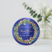 ブライダルシャワーウッドランドコバルトフローラグリーン金ゴールド 招待状 (スタンド正面)