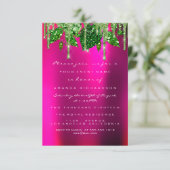 ブライダルシャワーウッドランドピンクグリーンドリップスリーフ 招待状 (スタンド正面)