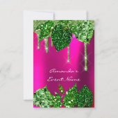 ブライダルシャワーウッドランドピンクグリーンドリップスリーフ 招待状 (裏面)