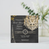 ブライダルシャワーエッフェルタワーシャンデリアタイポグラフィ 招待状 (スタンド正面)