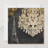 ブライダルシャワーエッフェルタワーシャンデリアタイポグラフィ 招待状 (裏面)