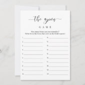 ブライダルシャワーエプロンゲームカード 招待状 (正面)