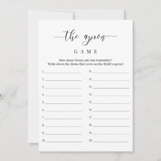 ブライダルシャワーエプロンゲームカード 招待状 (正面)