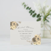 ブライダルシャワーエレガントイエローローズグレー招待 ポストカード (スタンド正面)