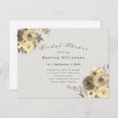 ブライダルシャワーエレガントイエローローズグレー招待 ポストカード (正面/裏面)