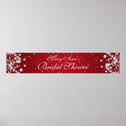 ブライダルシャワーエレガントウィンタースパークルレッド ポスター (正面)