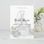 ブライダルシャワーエレガントウォーター色フローラドレス 招待状 (スタンド正面)