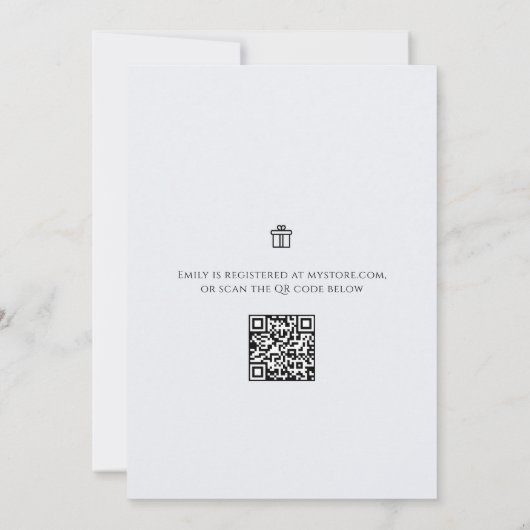 ブライダルシャワーエレガントウォーター色フローラドレス 招待状 (裏面)