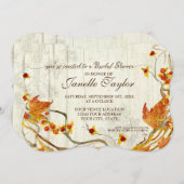 ブライダルシャワーエレガントウッド秋オ結婚ンム 招待状 (正面/裏面)