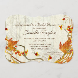 ブライダルシャワーエレガントウッド秋オ結婚ンム 招待状