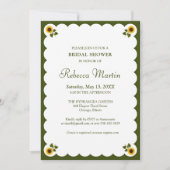 ブライダルシャワーエレガントオリーブグリーンサンフラワーシンプル 招待状 (正面)