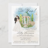 ブライダルシャワーエレガントガゼボ彼女はYesと言った! 招待状 (正面)