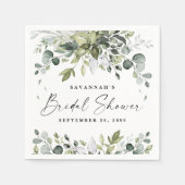 ブライダルシャワーエレガントグリーンウォーターカラーボヘミアン スタンダードカクテルナプキン (正面)