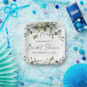 ブライダルシャワーエレガントグリーンウォーターカラーボヘミアン ペーパープレート (パーティー)