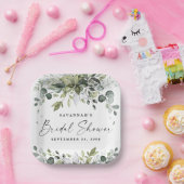 ブライダルシャワーエレガントグリーンウォーターカラーボヘミアン ペーパープレート (パーティー)