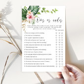 ブライダルシャワーエレガントゲームの上または下で熱帯