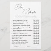 ブライダルシャワーエレガントゲームカードの上または下 (正面)