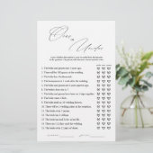 ブライダルシャワーエレガントゲームカードの上または下 (スタンド正面)