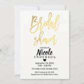 ブライダルシャワーエレガントゴールドフォイルモダンスクリプト 招待状 (正面)
