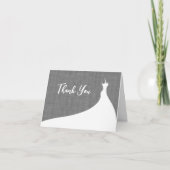 ブライダルシャワーエレガントサンキューグレーリネン サンキューカード (正面)