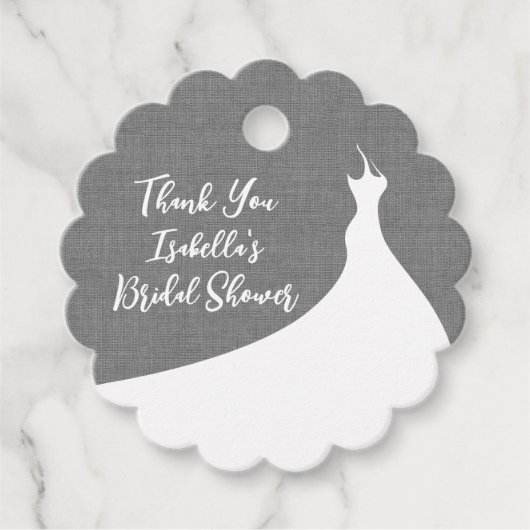 ブライダルシャワーエレガントサンキューグレーリネン フェイバータグ (正面)