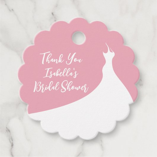 ブライダルシャワーエレガントサンキューピンクメッセージカード フェイバータグ (正面)