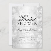 ブライダルシャワーエレガントシルバーきらめくライト 招待状 (正面)