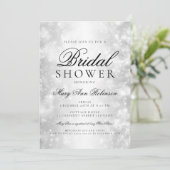 ブライダルシャワーエレガントシルバーきらめくライト 招待状 (スタンド正面)