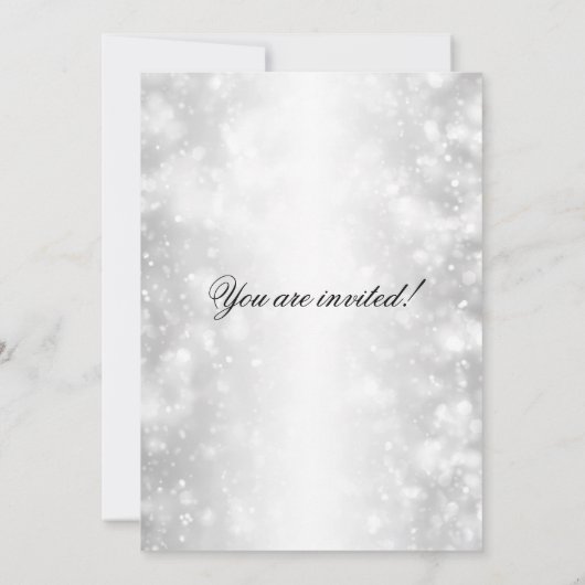 ブライダルシャワーエレガントシルバーきらめくライト 招待状 (裏面)