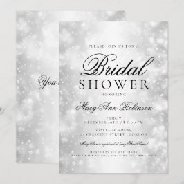 ブライダルシャワーエレガントシルバーきらめくライト 招待状