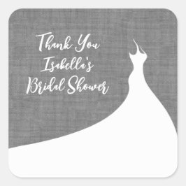 ブライダルシャワーエレガントシール灰色リネン スクエアシール