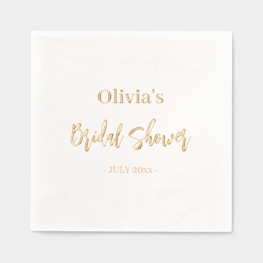 ブライダルシャワーエレガントスミニマルト金ゴールド 箔ナプキン (正面)
