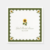 ブライダルシャワーエレガントス素朴ンフラワーオリーブグリーン スタンダードカクテルナプキン (正面)