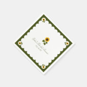 ブライダルシャワーエレガントス素朴ンフラワーオリーブグリーン スタンダードカクテルナプキン (角)
