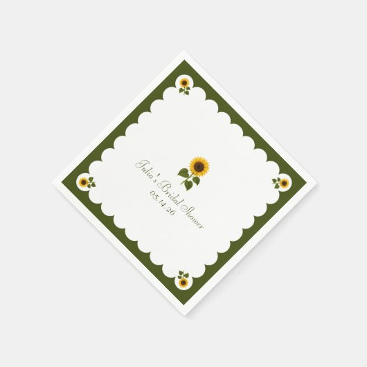 ブライダルシャワーエレガントス素朴ンフラワーオリーブグリーン スタンダードカクテルナプキン (角)