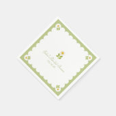 ブライダルシャワーエレガントセージグリーンデイジーカワイイ スタンダードカクテルナプキン (角)