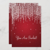 ブライダルシャワーエレガントナイトダズルレッド 招待状 (正面/裏面)