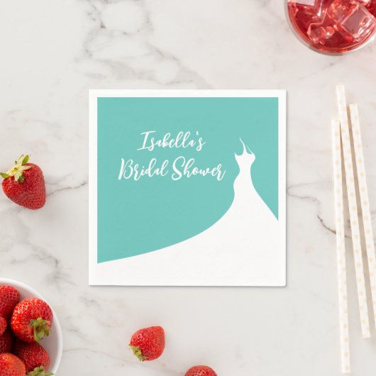 ブライダルシャワーエレガントナプキンターコイズ スタンダードカクテルナプキン (インサイチュ)