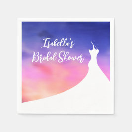 ブライダルシャワーエレガントナプキンパープル水彩 スタンダードカクテルナプキン