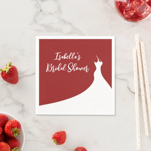 ブライダルシャワーエレガントナプキンレッド スタンダードカクテルナプキン (インサイチュ)