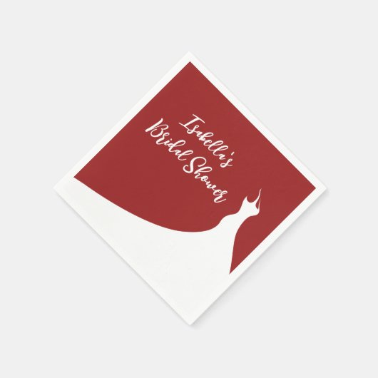 ブライダルシャワーエレガントナプキンレッド スタンダードカクテルナプキン (角)