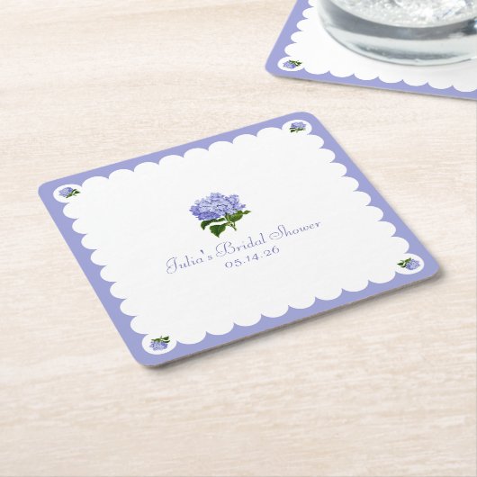 ブライダルシャワーエレガントハイクラシックダゲアスカロップ スクエアペーパーコースター (アングル)